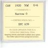 Image 3 : 1920 ICCS Graded - Canadian Fifty Cent - Narrow 0 - G6