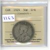 Image 1 : 1929 ICCS Graded - Canadian Fifty Cent - G6