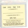 Image 3 : 1931 ICCS Graded - Canadian Fifty Cent - G6