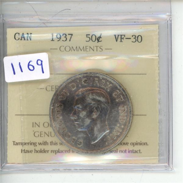 1937 ICCS Graded - Canadian Fifty Cent - VF30