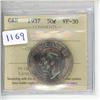 Image 1 : 1937 ICCS Graded - Canadian Fifty Cent - VF30