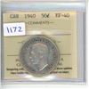 Image 1 : 1940 ICCS Graded - Canadian Fifty Cent - EF40