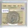 Image 1 : 1942 ICCS Graded - Canadian Fifty Cent - AU55
