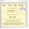 Image 3 : 1947 ICCS Graded - Canadian Fifty Cent - Straight 7 - VF20