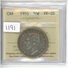 Image 1 : 1952 ICCS Graded - Canadian Fifty Cent - VF20