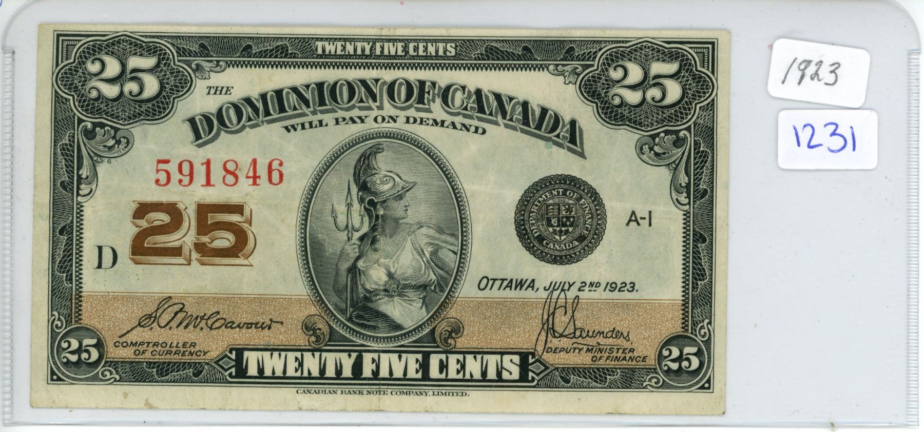 Shinplaster Coin 1923 Dominion of Canada 25¢ Shinplaster - Schmalz Auctions