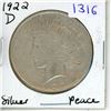 Image 1 : 1922D USA Peace Dollar