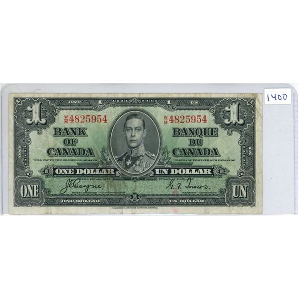 1937 Bank of Canada - One Dollar Bank Note