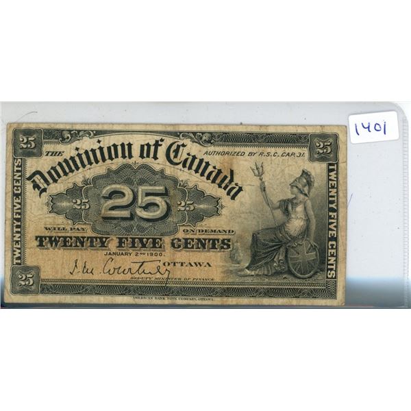 1900 Twenty-Five Cent Shinplaster