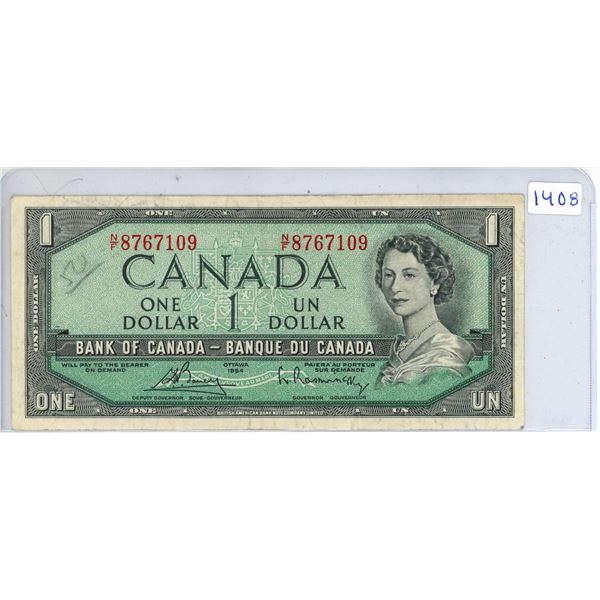 1954 Bank of Canada - One Dollar Bank Note