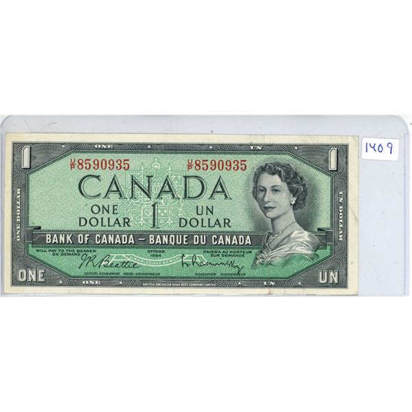 1954 Bank of Canada - One Dollar Bank Note
