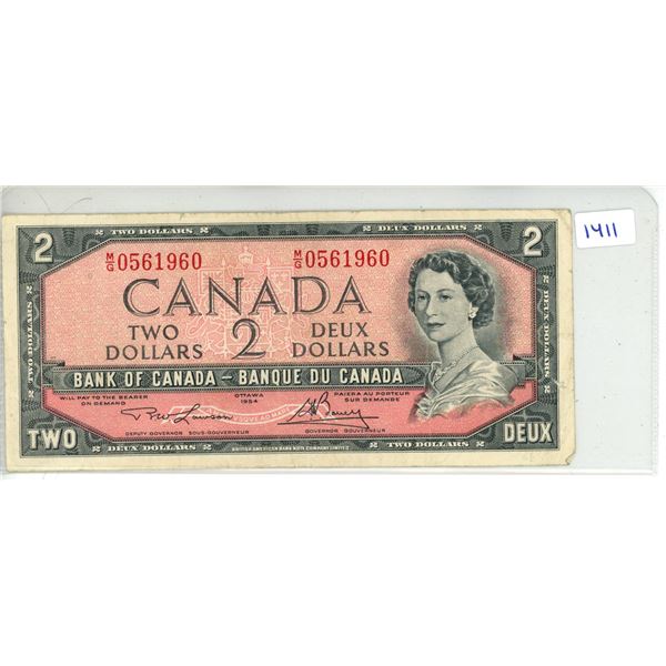 1954 Bank of Canada - Two Dollar Bank Note