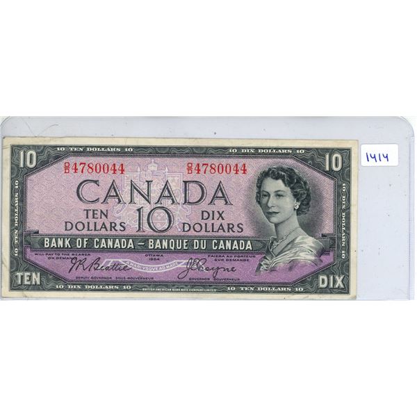 1954 Bank of Canada - Ten Dollar Bank Note