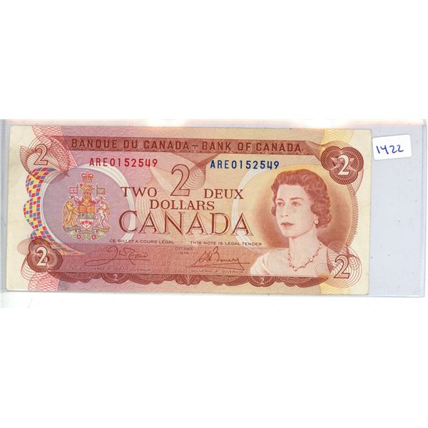 1974 Bank of Canada - Two Dollar Bank Note