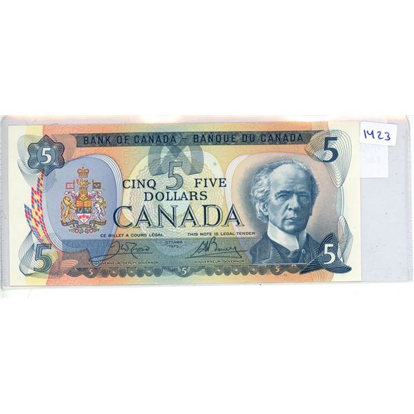 1979 Bank of Canada - Five Dollar Bank Note