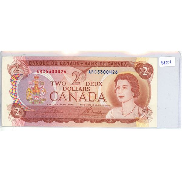 1974 Bank of Canada - Two Dollar Bank Note