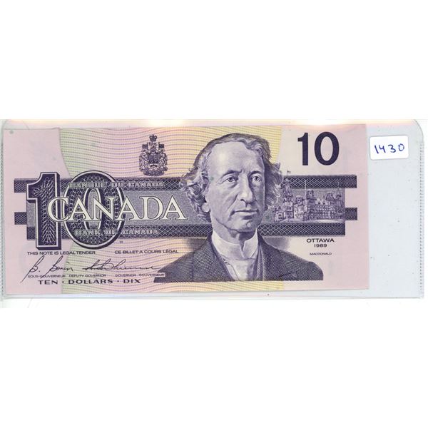 1989 Bank of Canada - Ten Dollar Bank Note
