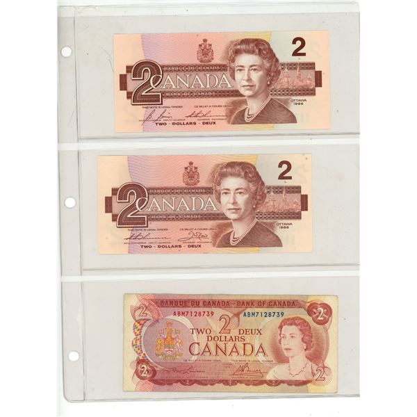 Sheet of 3 notes.