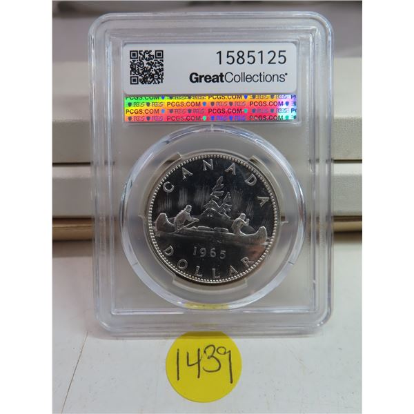 1965 canada type 1 sm beads pt 5 ag $1 coin