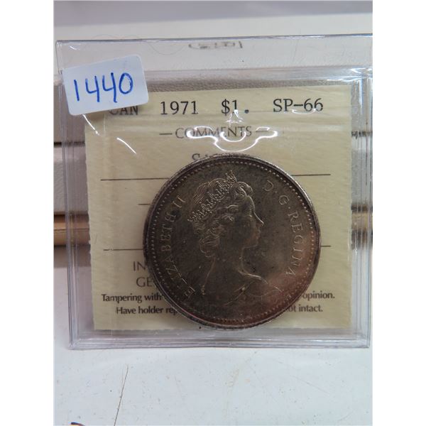 1971 canadian silver ICCS $1 coin- SP-66