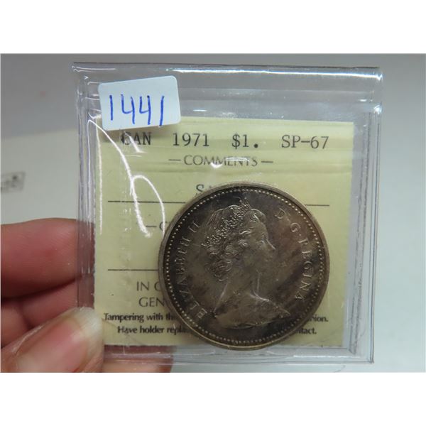 1971 canadian silver ICCS $1 coin Sp-67