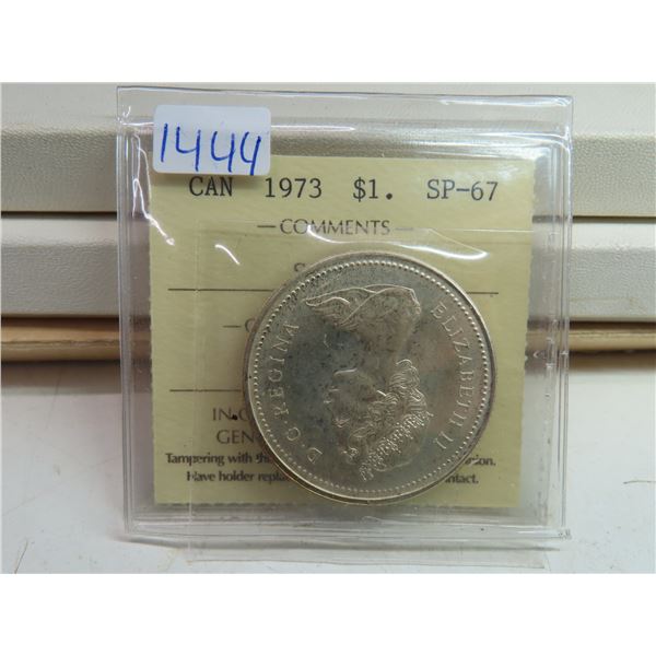 1973 canadian silver ICCS $1 coin Sp-67