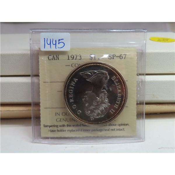1973 canadian silver ICCS $1 coin Sp-67