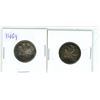 Image 1 : Lot of 2 ( 1965 and 1966)canadian silver quarters