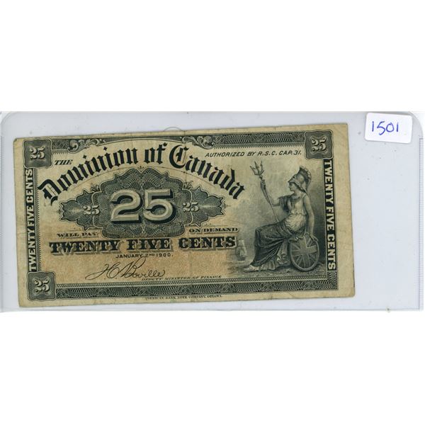 1900 Dominion of Canada 25¢ Shinplaster, Boville