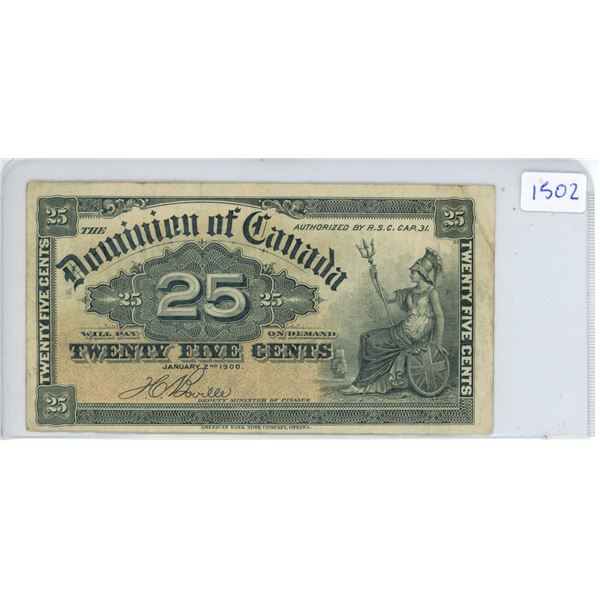 1900 Dominion of Canada 25¢ Shinplaster, Boville