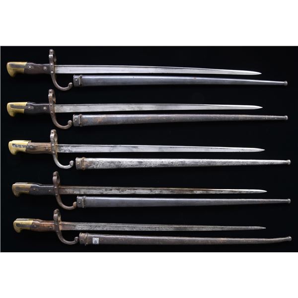 5 FRENCH M1874 GRAS BAYONETS.