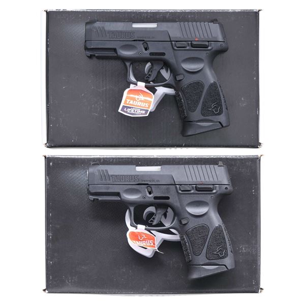 2 TAURUS G3C SEMI AUTO PISTOLS.