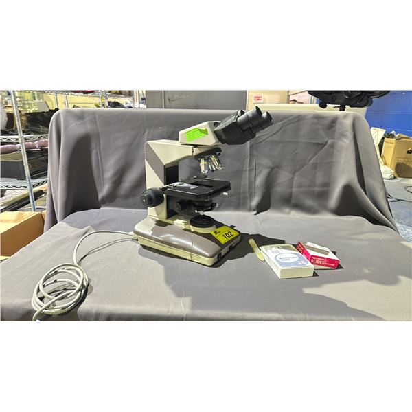 NIKON 020618 MICROSCOPE WITH SLIDES & SOLUTION