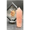 Image 2 : HIGH GRADE VANADINITE SPECIMEN LISTED RETAIL $99.89 & 4.2" AURA ROSE QUARTZ TOWER