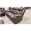 Image 4 : 3-PC LEATHER RECLINING FURNITURE SET INCLUDING; SOFA, LOVESEAT & LOUNGE CHAIR