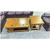 Image 2 : WOOD COFFEE TABLE WITH STORAGE COMPARTMENTS 48" X 30" X 19" & SIDE TABLE 24" X 28" X 24"