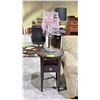 Image 1 : SINGLE DRAWER ROUND END TABLE 18" X 27" & TABLE LAMP