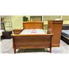 Image 1 : 3-PC BEDROOM SUITE INCLUDING; QUEEN SIZE SLEIGH BED WITH MATTRESS & BOX SPRING, HIGHBOY DRESSER &