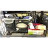 Image 1 : SHELF OF ASSORTED ITEMS, INCLUDING: SHREDDER, LED CEILING IGHT & MORE