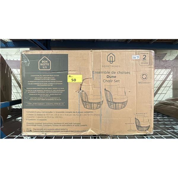 HOMETRENDS DUNE CHAIR SET (MAY BE MISSING PARTS & PIECES)