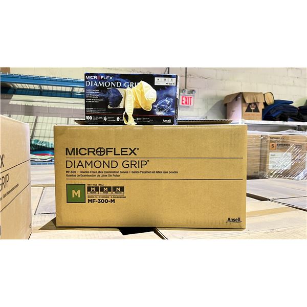 BOX OF MEDIUM MICROFLEX DIAMOND GRIP LATEX GLOVES