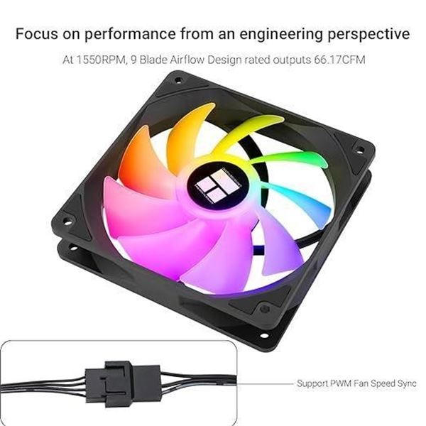 Thermalright TL-C12C-S X3 CPU Fan 120mm ARGB Case Cooler Fan, 4pin PWM Silent Computer Fan with S-FD