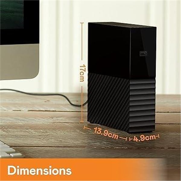 WD 16TB My Book Desktop External Hard Drive, USB 3.0, External HDD with Password Protection and Auto