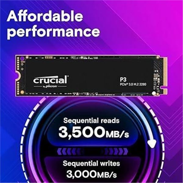 Crucial P3 1TB PCIe Gen3 3D NAND NVMe M.2 SSD, up to 3500MB/s - CT1000P3SSD8