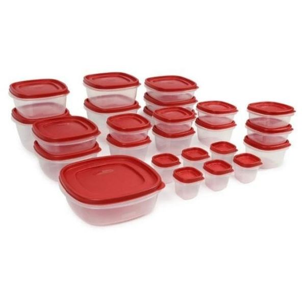 Rubbermaid Easy Find Lids Food Storage-Containers, Racer Red, 50 Piece Set