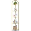 Image 1 : VASAGLE 5-Tier Corner Shelf Stand, Corner Bookshelf, Bathroom Organizer, Plant Stand, Tempered Glass