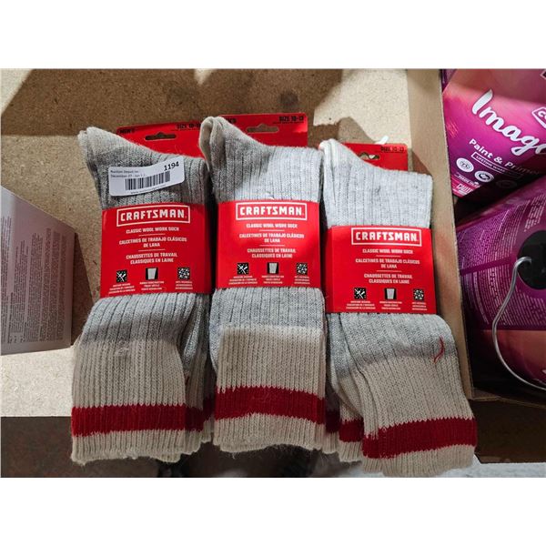 Craftsman Classic Wool Work Socks (3 x 3) Size 10-13