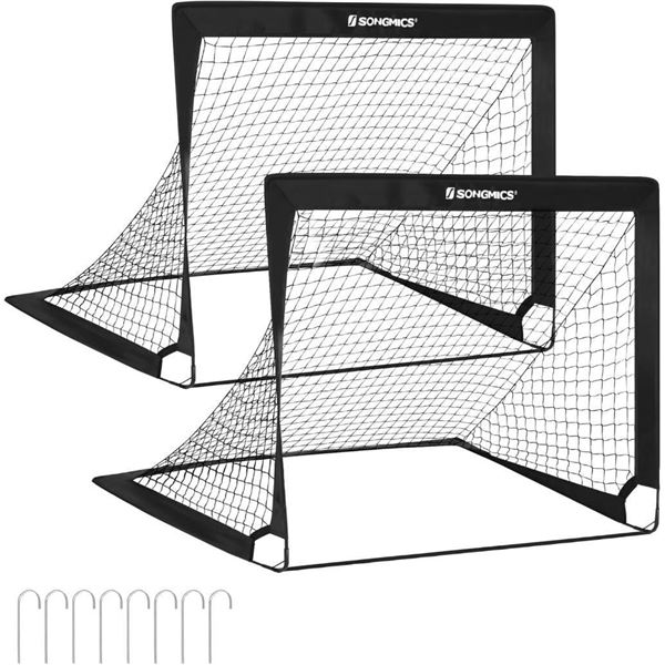 SONGMICS Kids Soccer Goals for Backyard, 4x3 ft Portable Soccer Nets Training Equipment, Toddler Soc