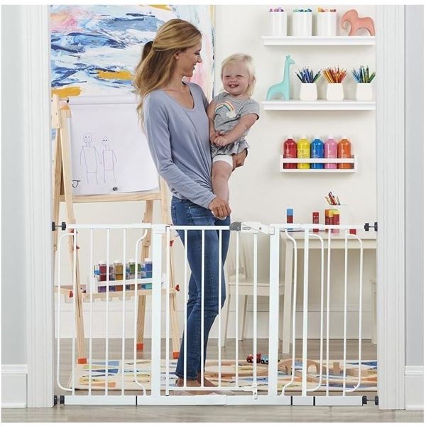 Regalo 56-Inch Extra WideSpan Walk Through Baby Gate, Bonus Kit, Includes 4-Inch, 8-Inch and 12-Inch