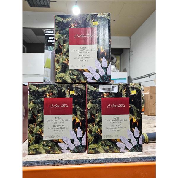 Celebrations Christmas C9 Light Set- Pure White (3 x 100)